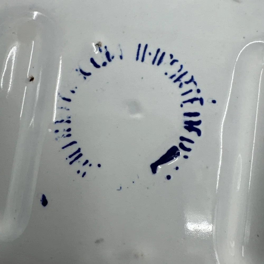 Antique Enamel 2 Piece Ware soap dish Blue White‎ Primitive Farmhouse Victorian